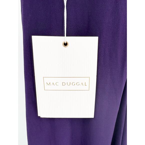 MAC DUGGAL Dress Size XS Evening Gown NEW Stretch Purple Mesh Cutouts Rhinestone - Picture 3 of 6